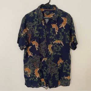 Guess Tiger Print Short Sleeve Button Down